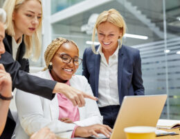 African female manager hold meeting